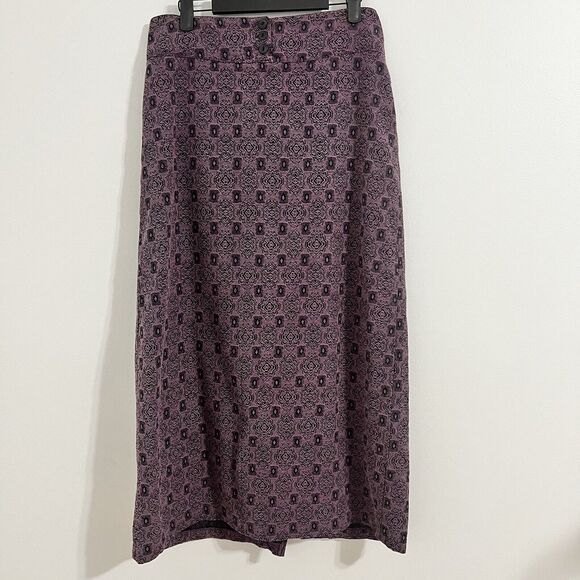 Habitat Vintage Midi Printed Skirt Size M Purple Grunge Whimsy Goth Romantic - Picture 1 of 8